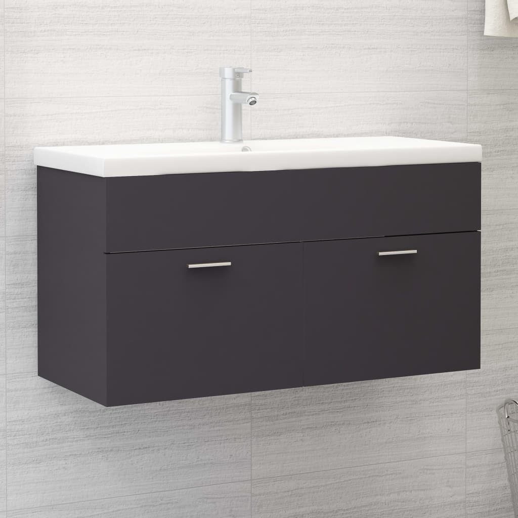 Mobile da Bagno con Lavabo Integrato Grigio in Truciolato cod mxl 78257