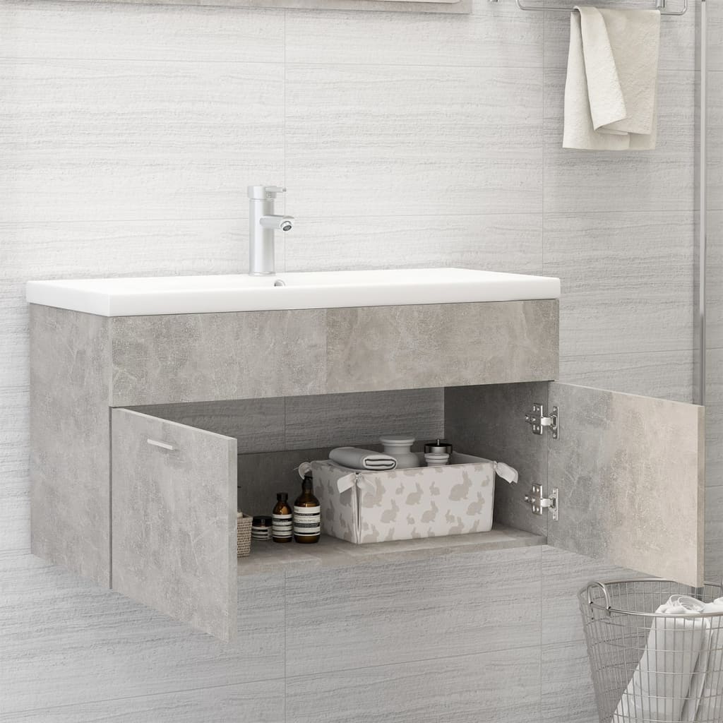 Mobile Bagno con Lavabo Integrato Grigio Cemento in Truciolato cod mxl 65761