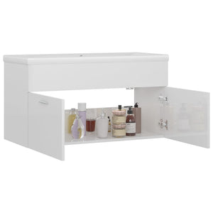 Mobile Bagno con Lavabo Integrato Bianco Lucido in Truciolato 3070844
