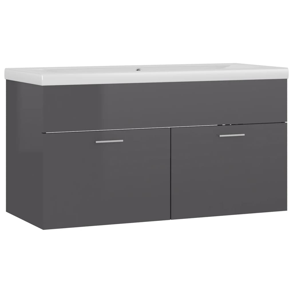 Mobile lavabo con lavabo integrato 90 x 38,5 x 46 cm in truciolare grigio lucido 02_0006483