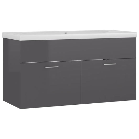 Mobile lavabo con lavabo integrato 90 x 38,5 x 46 cm in truciolare grigio lucido 02_0006483