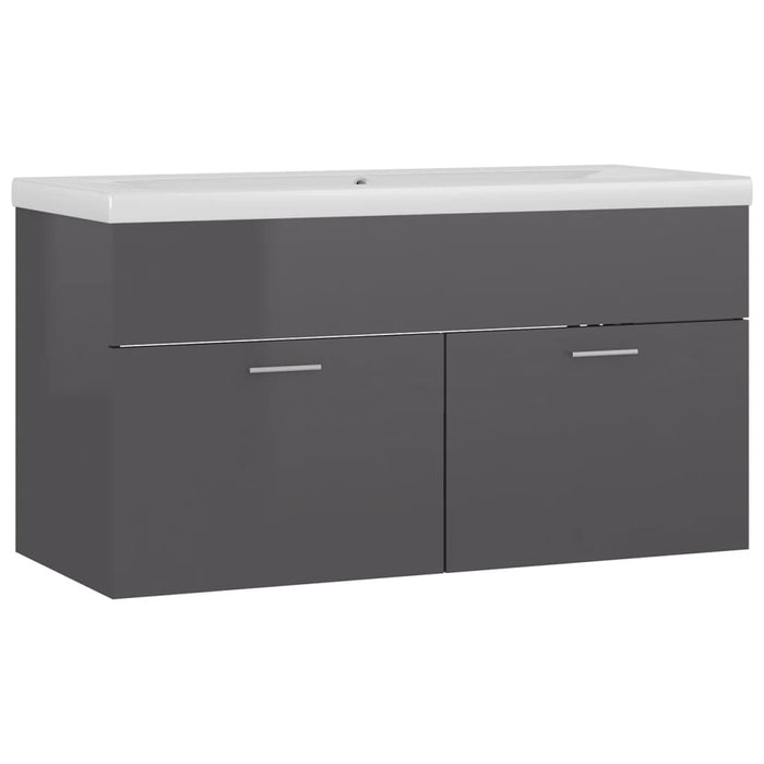 Mobile lavabo con lavabo integrato 90 x 38,5 x 46 cm in truciolare grigio lucido 02_0006483
