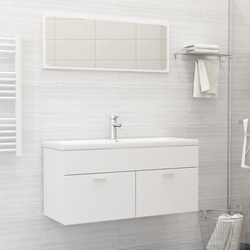 Mobile da Bagno con Lavabo Integrato Bianco in Truciolato 3070847