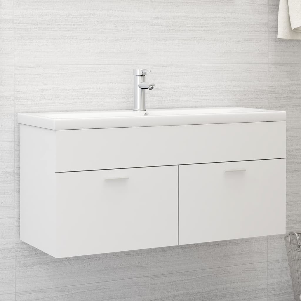 Mobile da Bagno con Lavabo Integrato Bianco in Truciolato 3070847