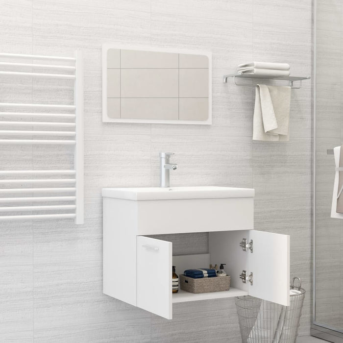 Set Mobili da Bagno Bianco in Truciolato 3070865
