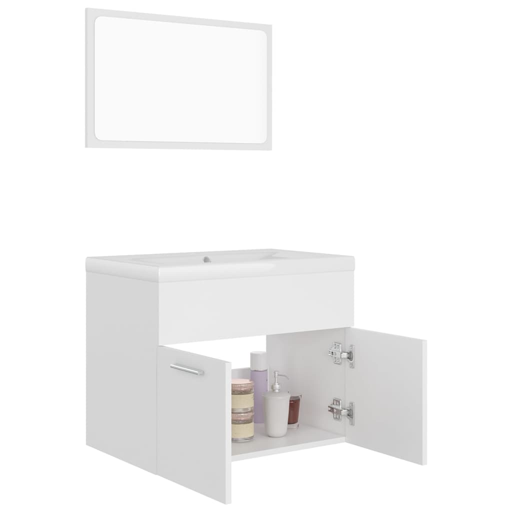 Set Mobili da Bagno Bianco in Truciolato 3070865