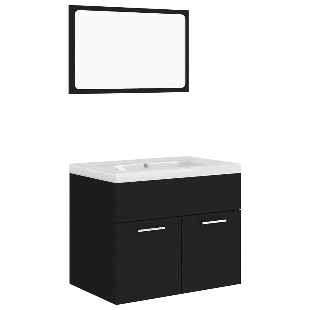Set Mobili da Bagno Nero in Truciolato 3070866