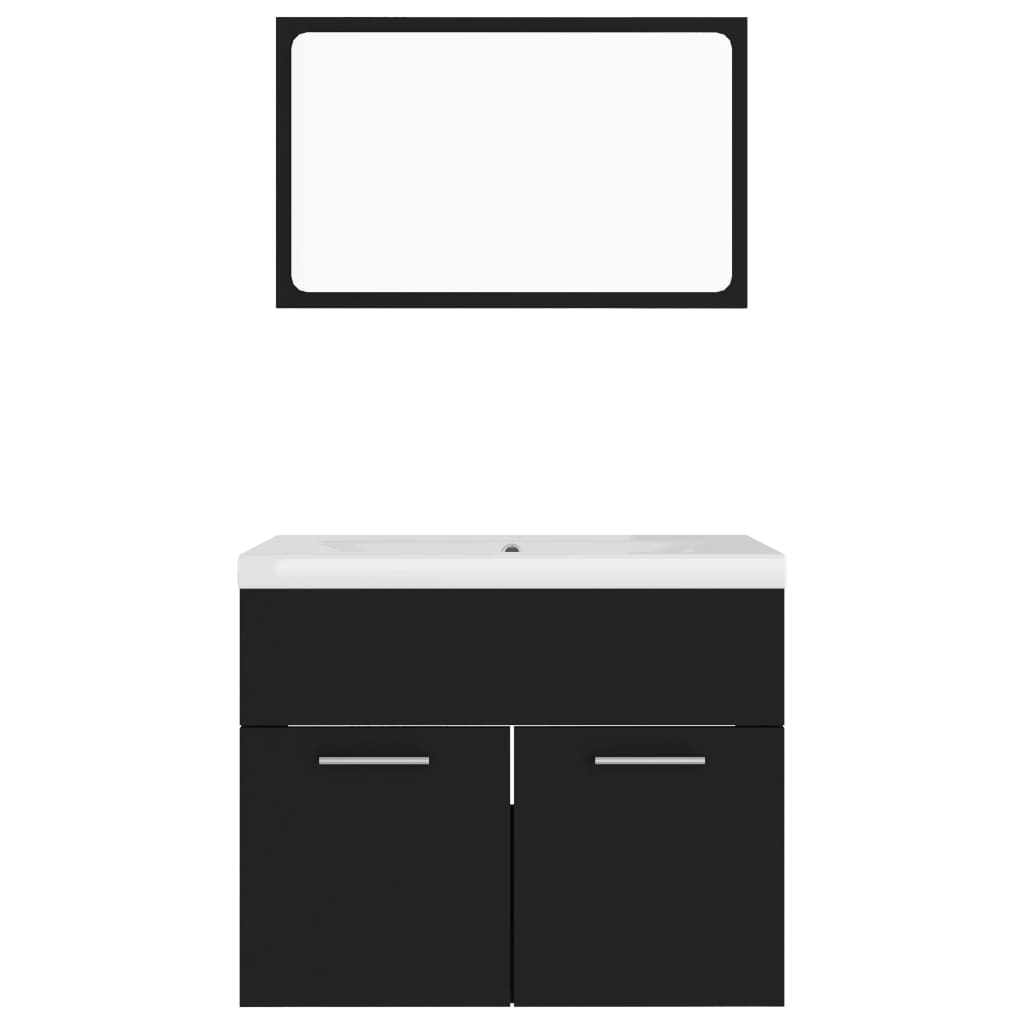Set Mobili da Bagno Nero in Truciolato 3070866