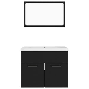 Set Mobili da Bagno Nero in Truciolato 3070866