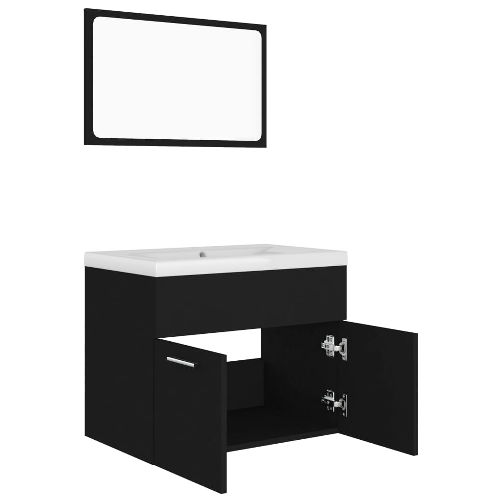 Set Mobili da Bagno Nero in Truciolato 3070866