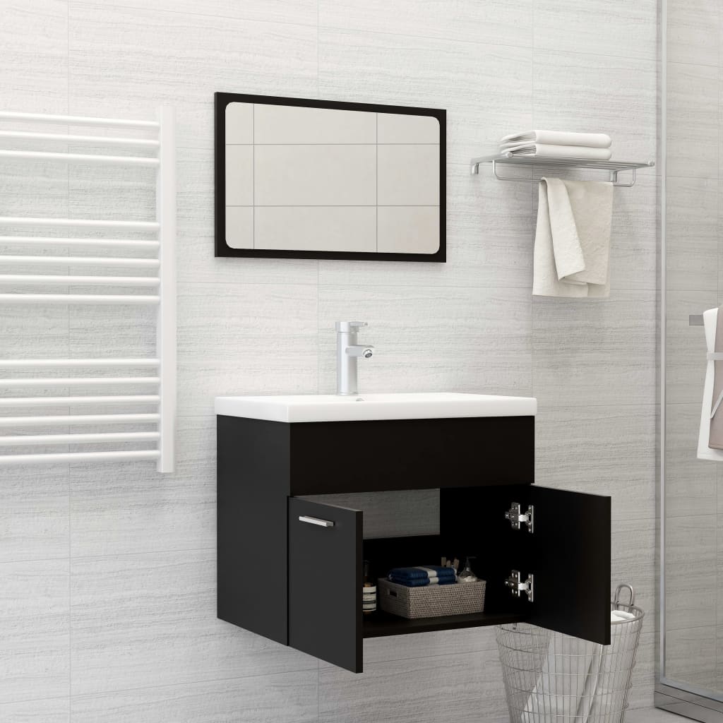 Set Mobili da Bagno Nero in Truciolato 3070866