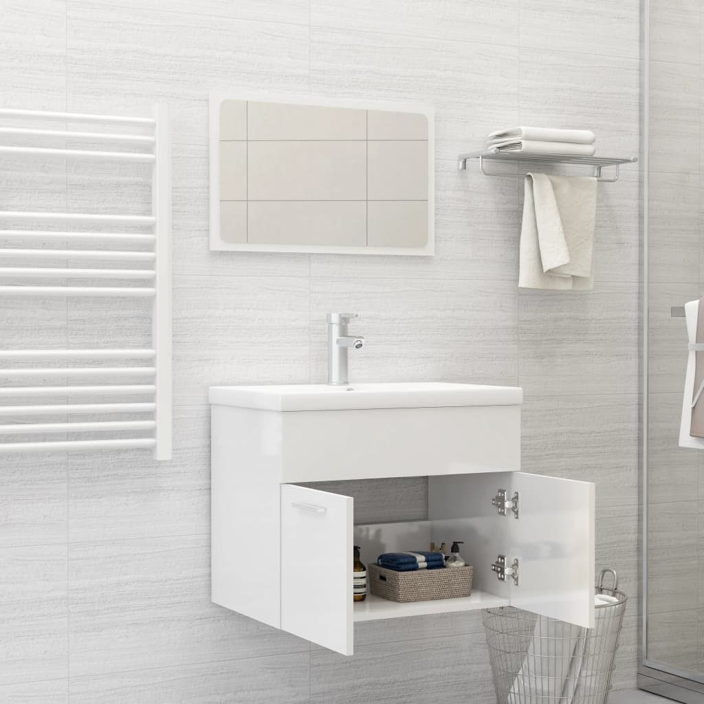 Set Mobili da Bagno Bianco Lucido in Truciolato cod mxl 71941