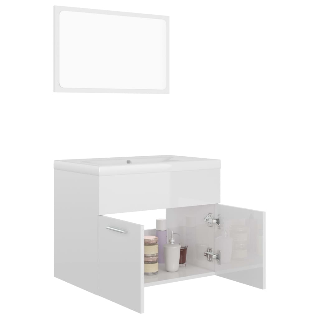 Set Mobili da Bagno Bianco Lucido in Truciolato cod mxl 71941
