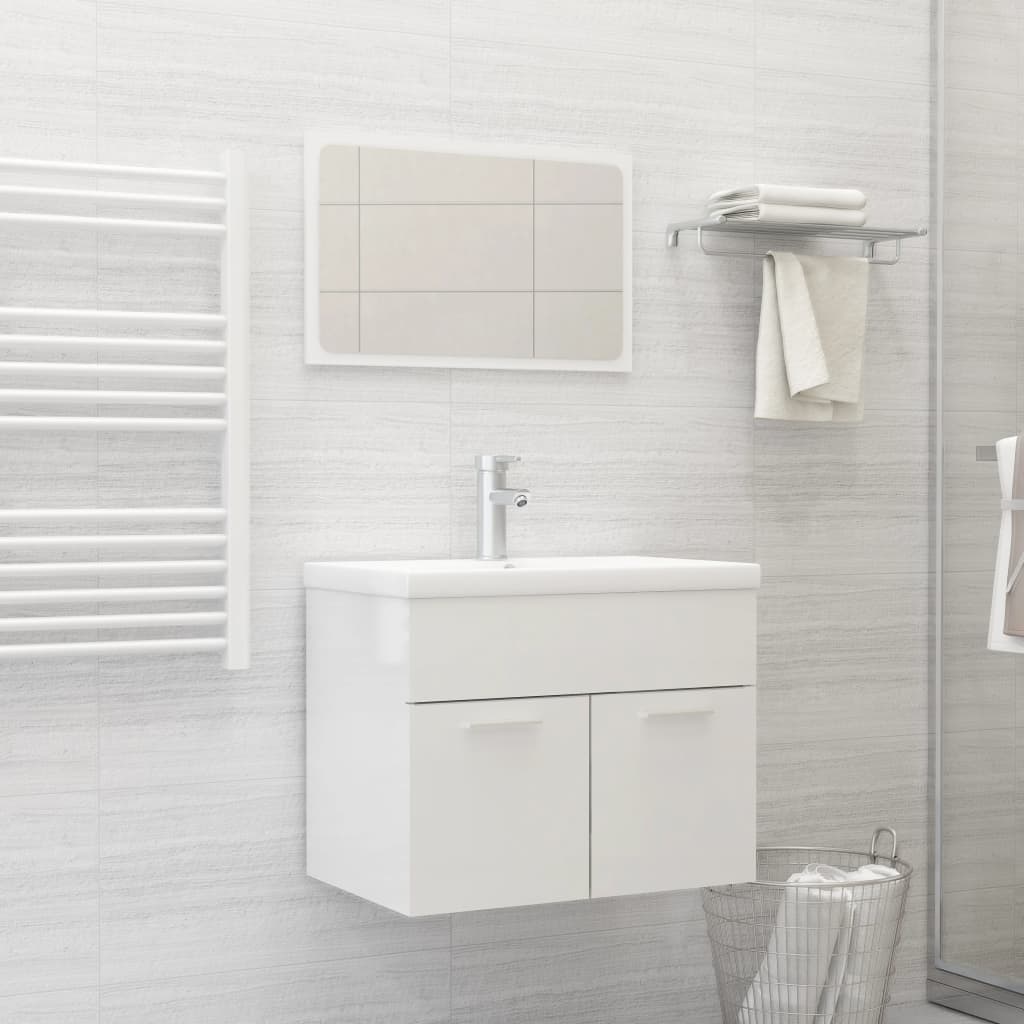 Set Mobili da Bagno Bianco Lucido in Truciolato cod mxl 71941
