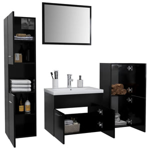 Set Mobili da Bagno Nero in Truciolato cod mxl 65162