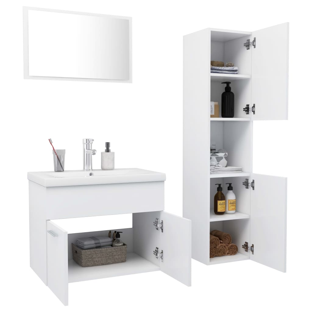Set Mobili da Bagno Bianco in Truciolato 3070955