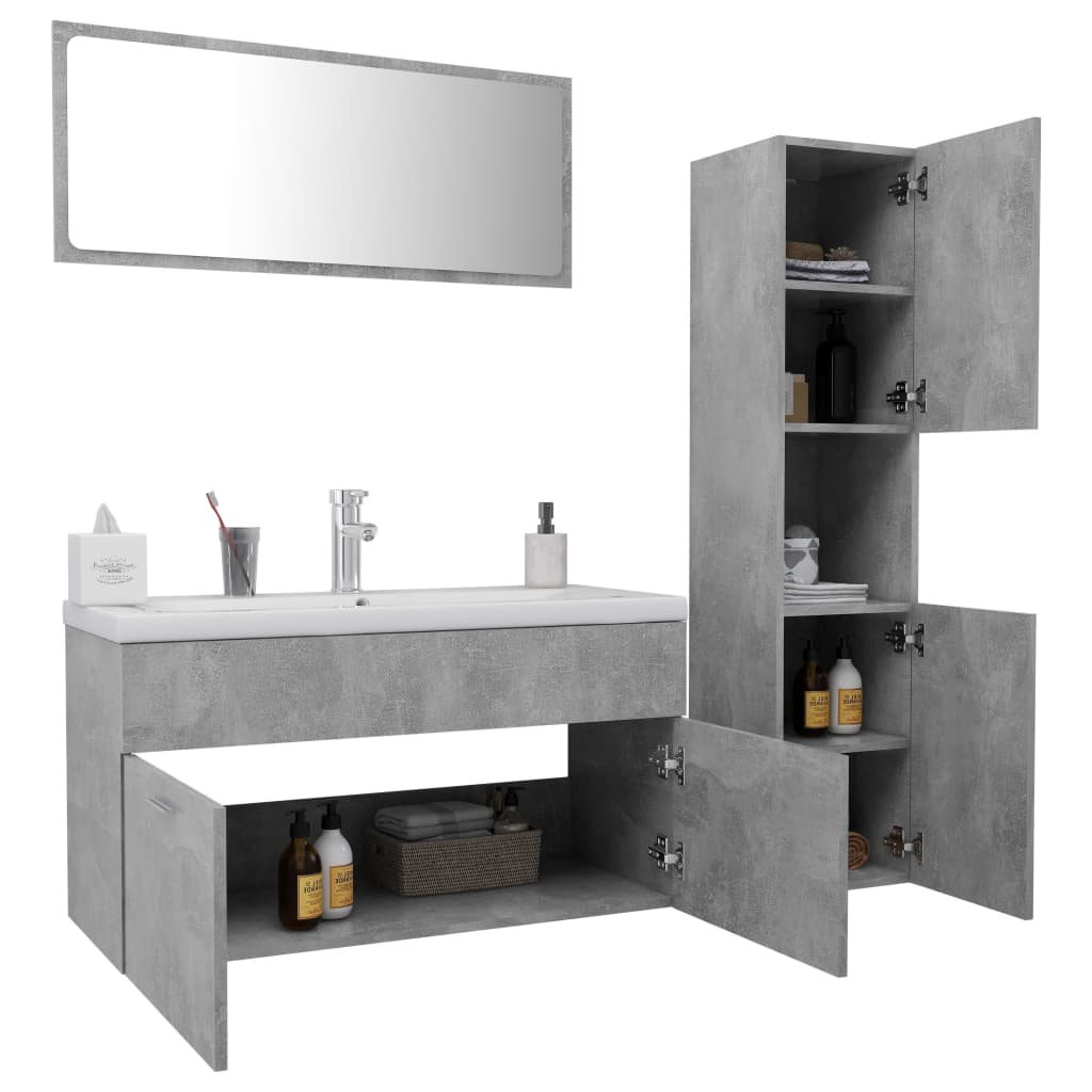 Set Mobili da Bagno Grigio Cemento in Truciolato cod mxl 71431