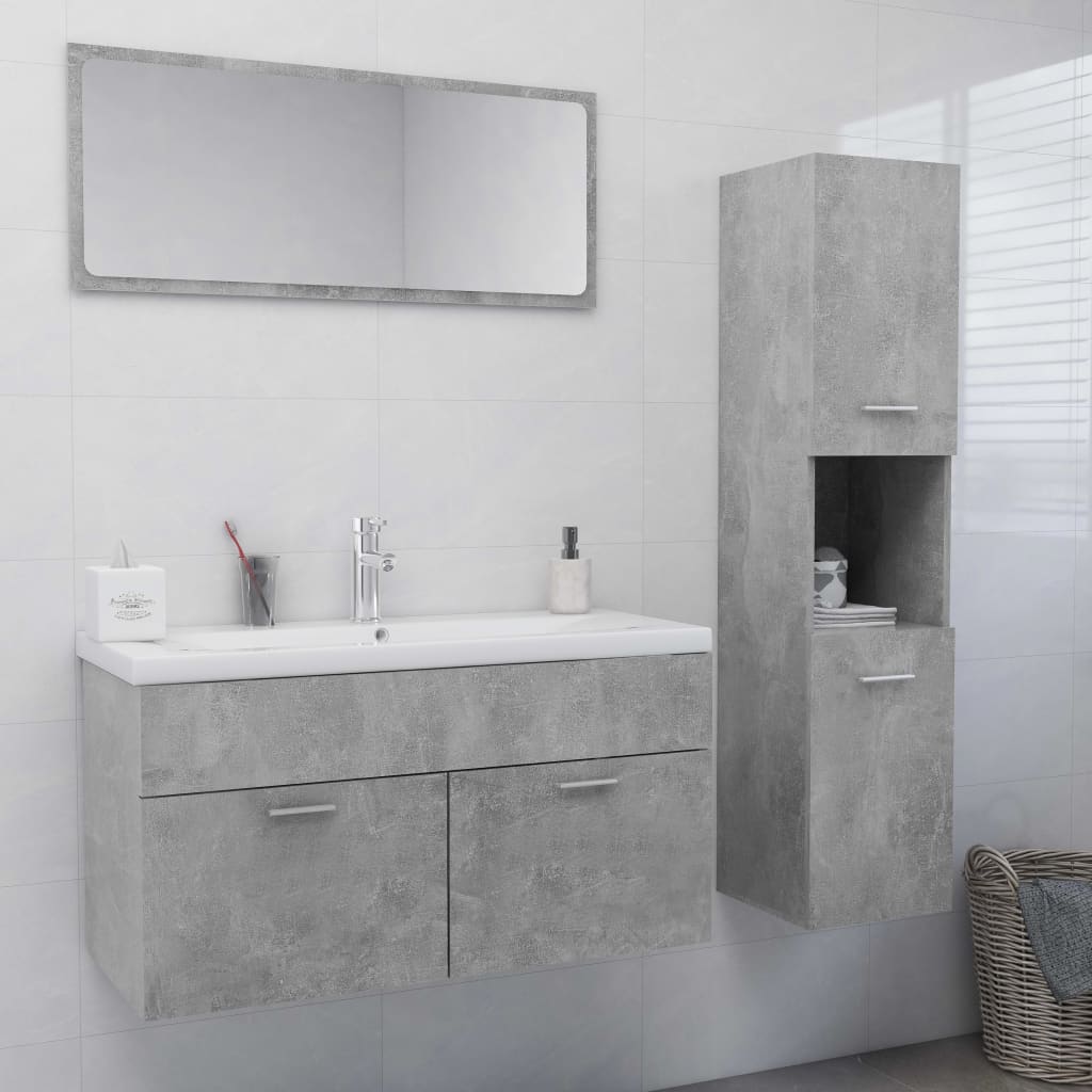 Set Mobili da Bagno Grigio Cemento in Truciolato cod mxl 71431