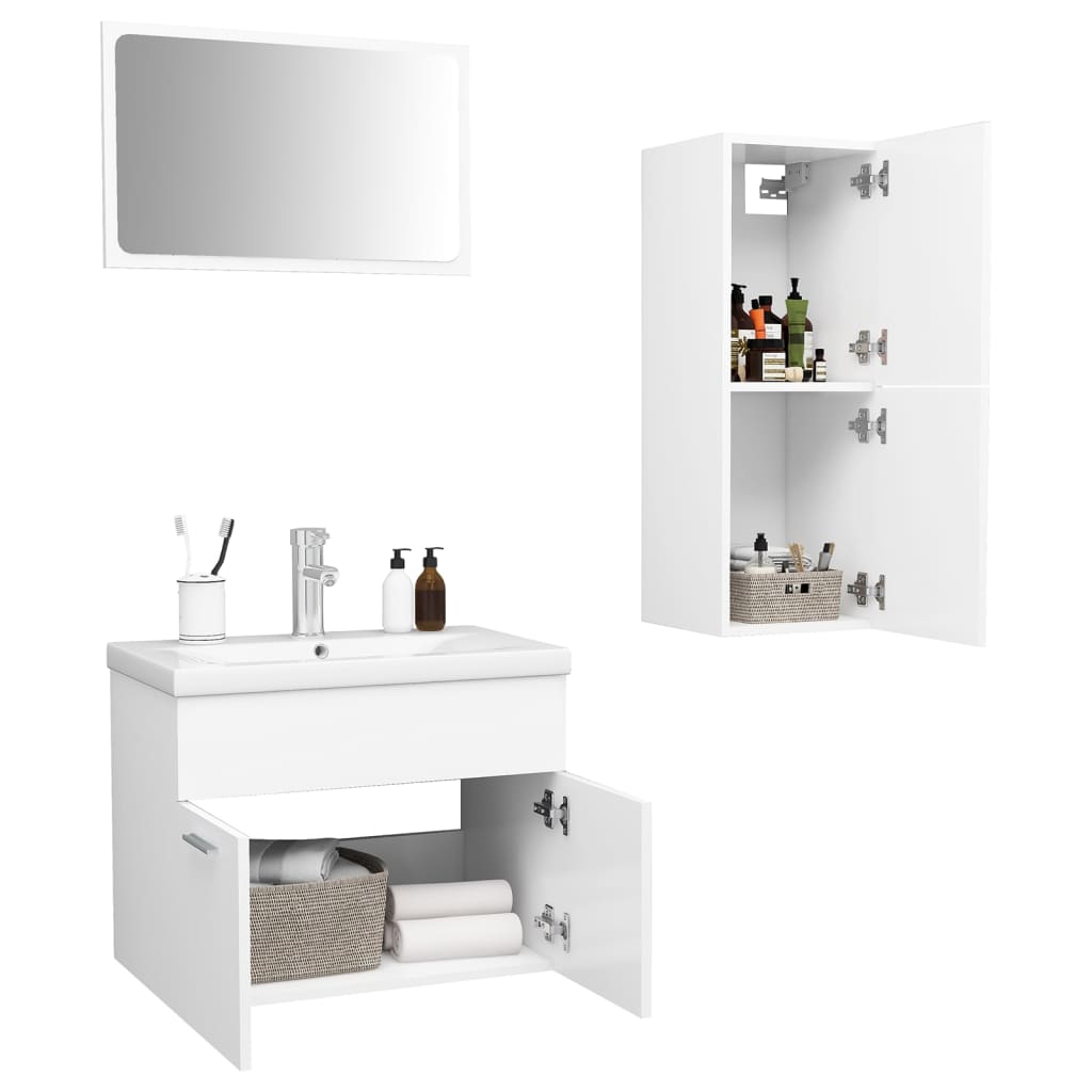 Set Mobili da Bagno Bianco in Truciolato 3071000