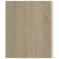 Set Mobili da Bagno Bianco e Rovere Sonoma in Truciolato