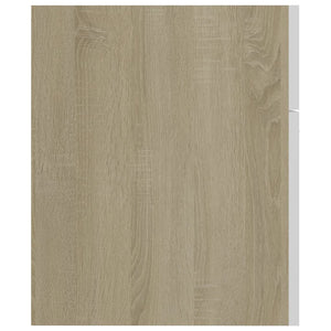 Set Mobili da Bagno Bianco e Rovere Sonoma in Truciolato