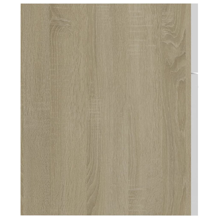 Set Mobili da Bagno Bianco e Rovere Sonoma in Truciolato