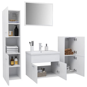 Set Mobili da Bagno Bianco in Legno Multistrato 3071090