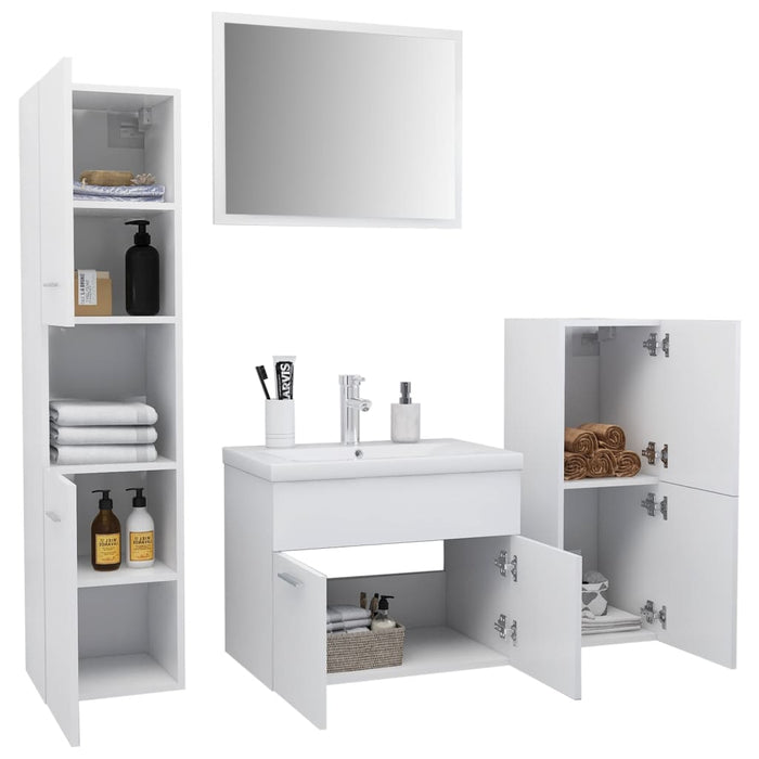 Set Mobili da Bagno Bianco in Legno Multistrato 3071090
