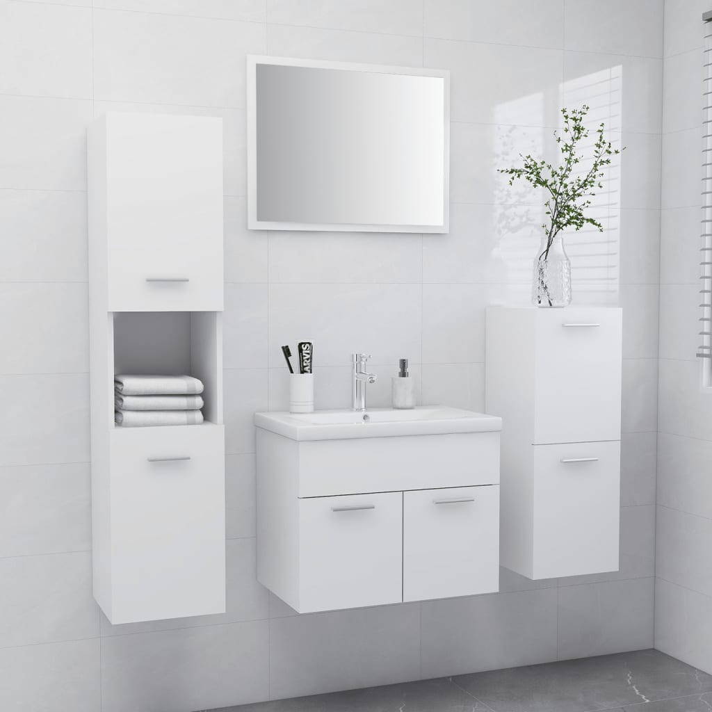 Set Mobili da Bagno Bianco in Legno Multistrato 3071090