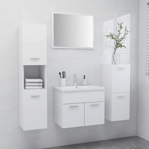 Set Mobili da Bagno Bianco in Legno Multistrato 3071090