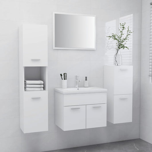 Set Mobili da Bagno Bianco in Legno Multistrato 3071090