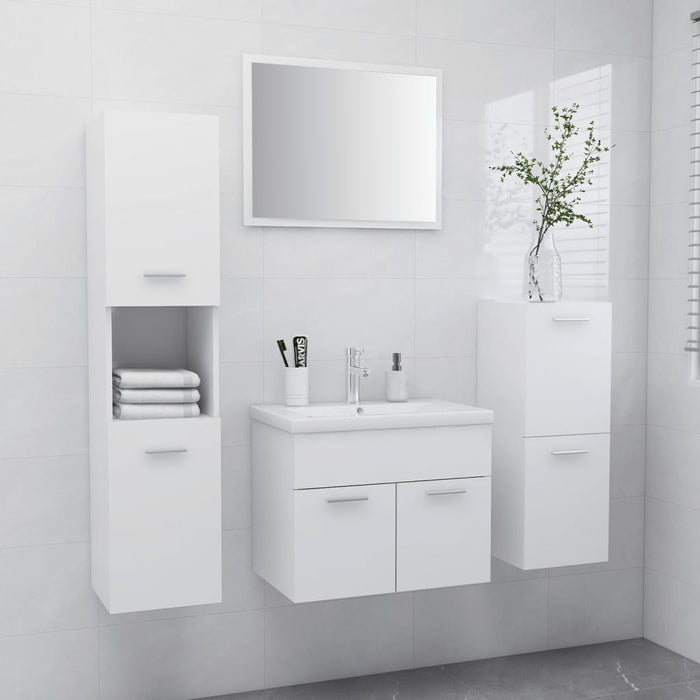 Set Mobili da Bagno Bianco in Legno Multistrato 3071090