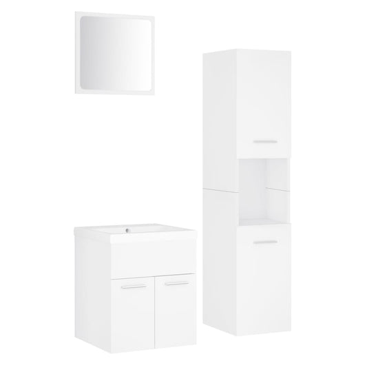 Set Mobili da Bagno Bianco in Legno Multistrato 3071126