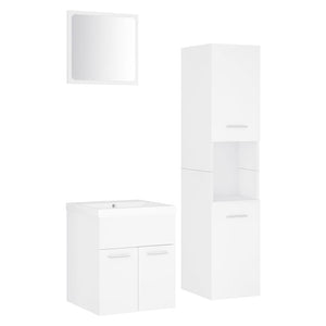 Set Mobili da Bagno Bianco in Legno Multistrato 3071126