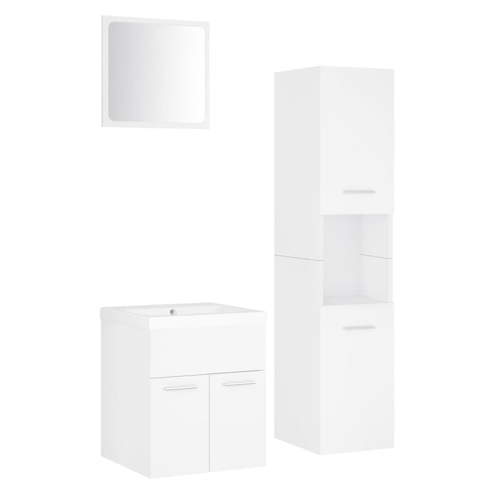 Set Mobili da Bagno Bianco in Legno Multistrato 3071126