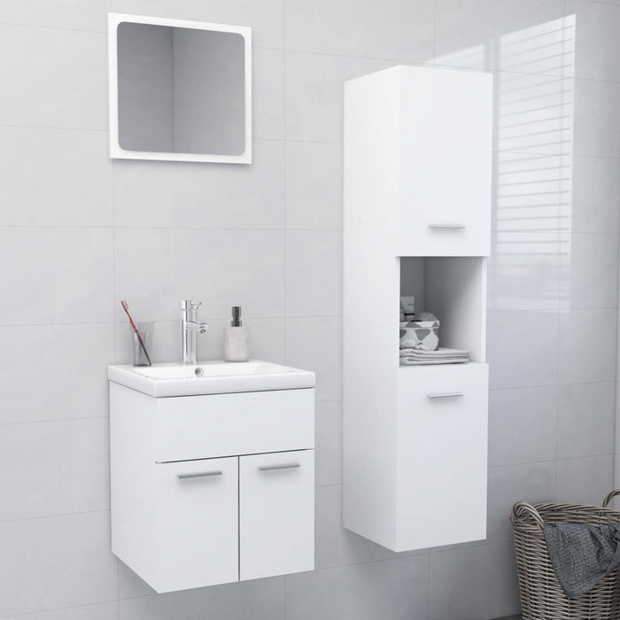 Set Mobili da Bagno Bianco in Legno Multistrato 3071126