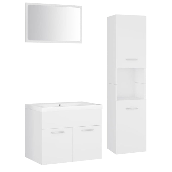 Set Mobili da Bagno Bianco in Legno Multistrato 3071135