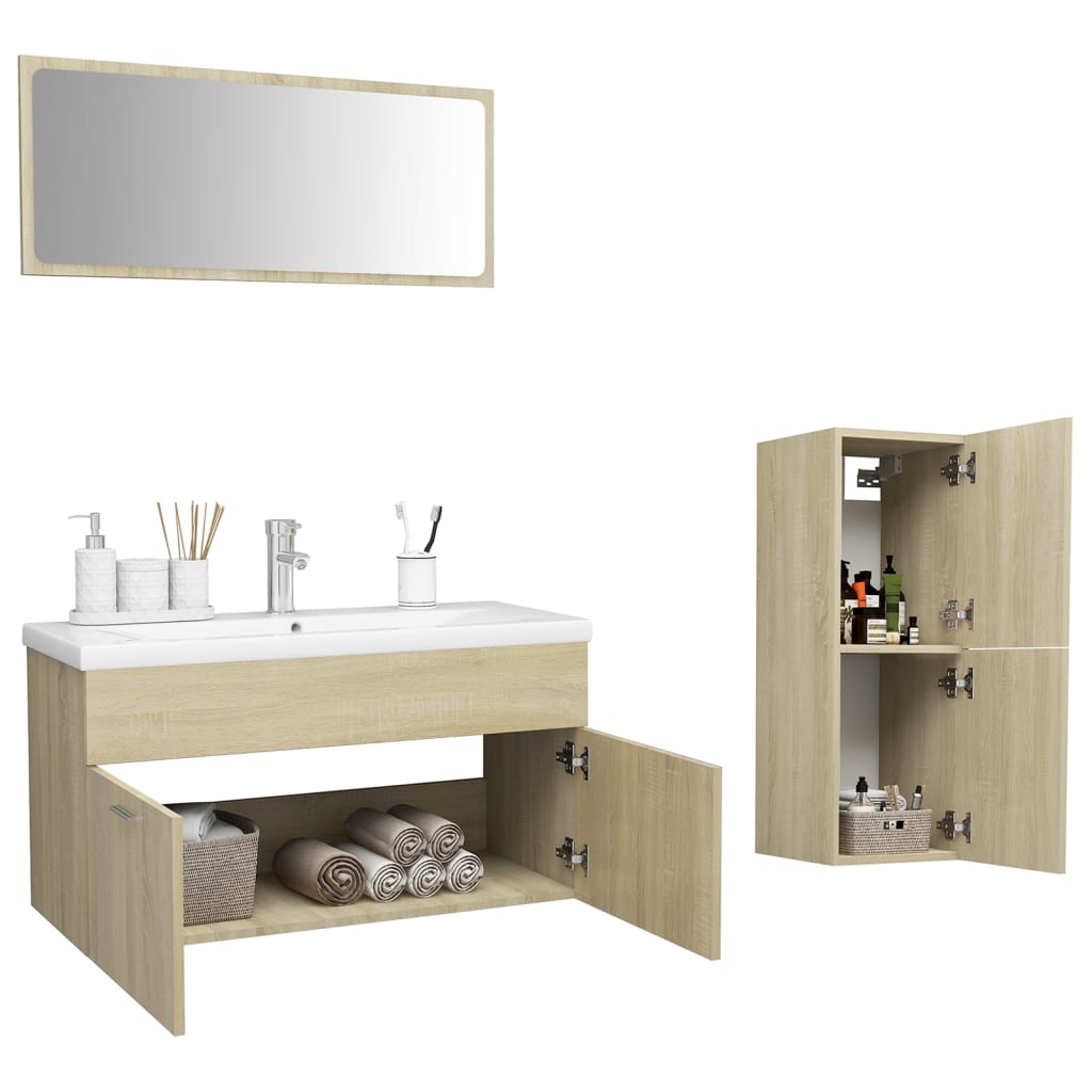 Set Mobili da Bagno Rovere Sonoma in Legno Multistrato 3071201