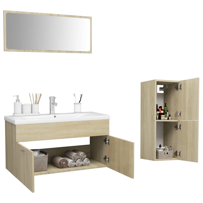 Set Mobili da Bagno Rovere Sonoma in Legno Multistrato 3071201