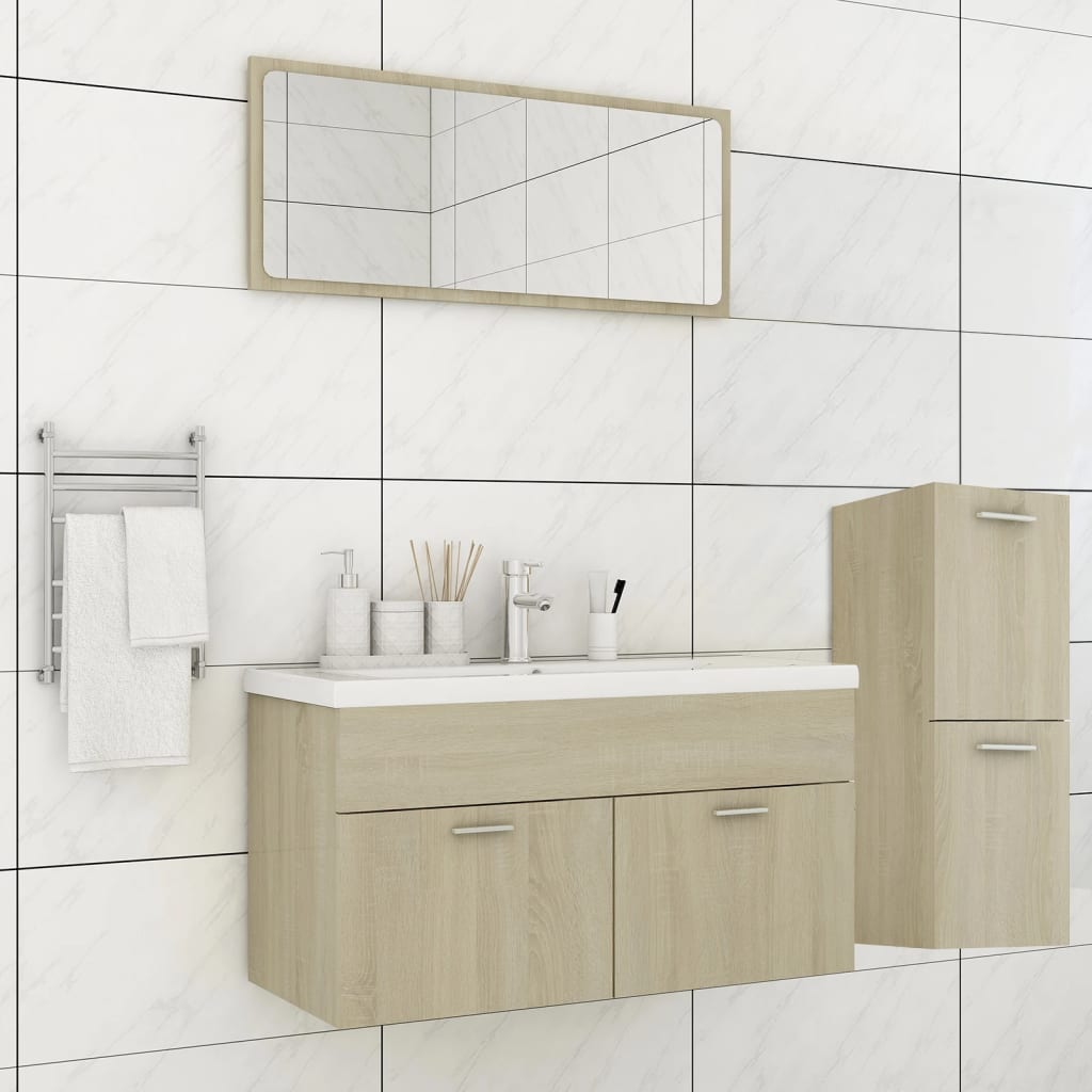 Set Mobili da Bagno Rovere Sonoma in Legno Multistrato 3071201