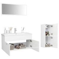 Set Mobili da Bagno Bianco Lucido in Legno Multistrato 3071204