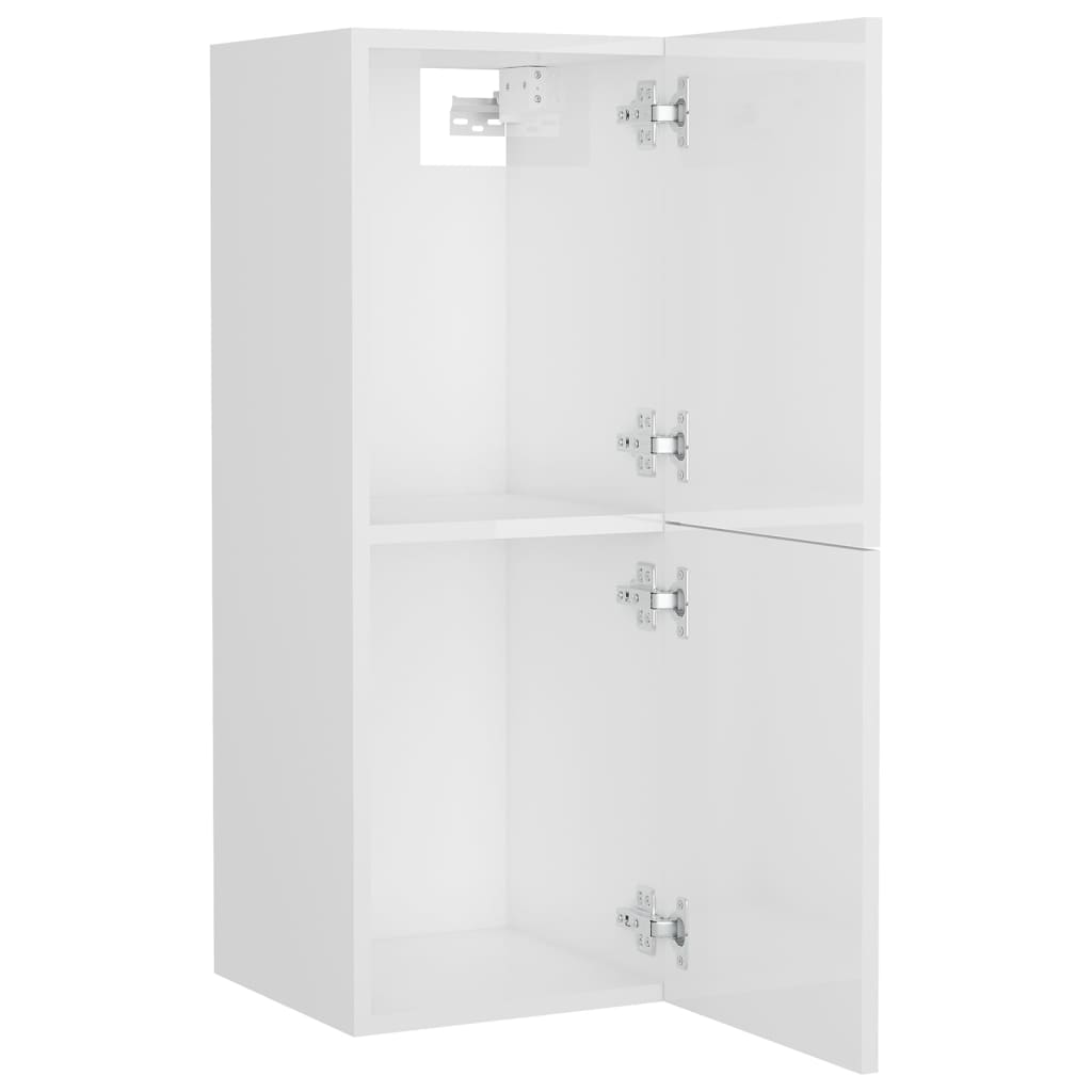 Set Mobili da Bagno Bianco Lucido in Legno Multistrato 3071204