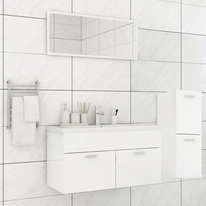 Set Mobili da Bagno Bianco Lucido in Legno Multistrato 3071204