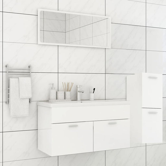 Set Mobili da Bagno Bianco Lucido in Legno Multistrato 3071204