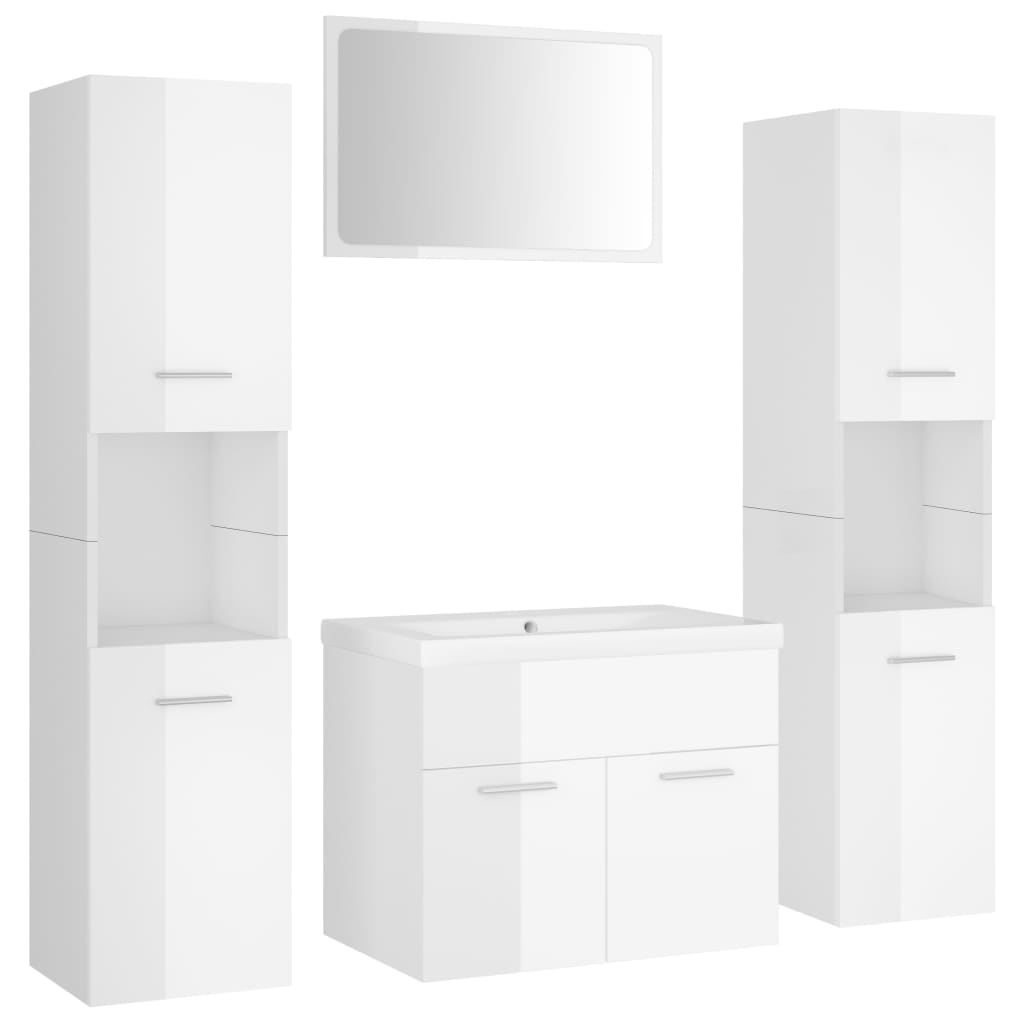 Set Mobili da Bagno Bianco Lucido in Truciolato cod mxl 71919