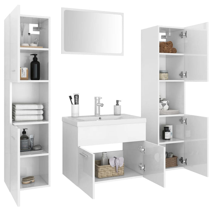Set Mobili da Bagno Bianco Lucido in Truciolato cod mxl 71919