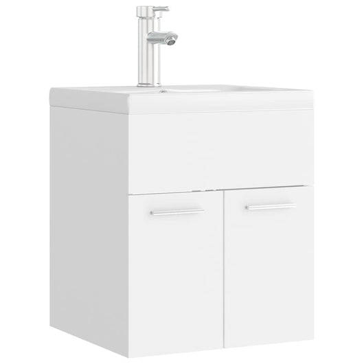 Mobile Bagno con Lavabo Integrato-Lavandino-Lavabo Bianco in Legno Multistrato 557304