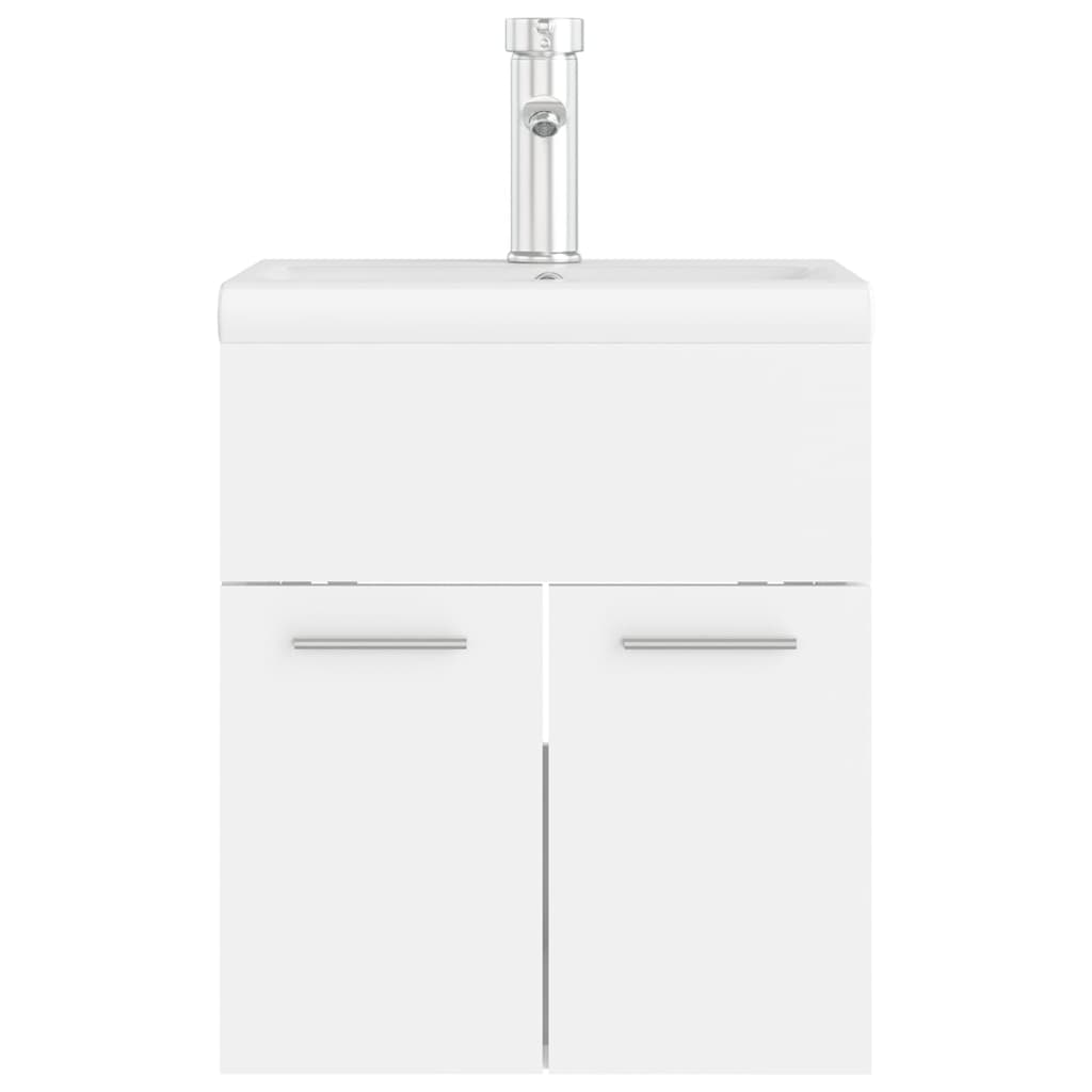 Mobile Bagno con Lavabo Integrato-Lavandino-Lavabo Bianco in Legno Multistrato 557304