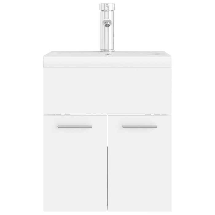 Mobile Bagno con Lavabo Integrato-Lavandino-Lavabo Bianco in Legno Multistrato 557304