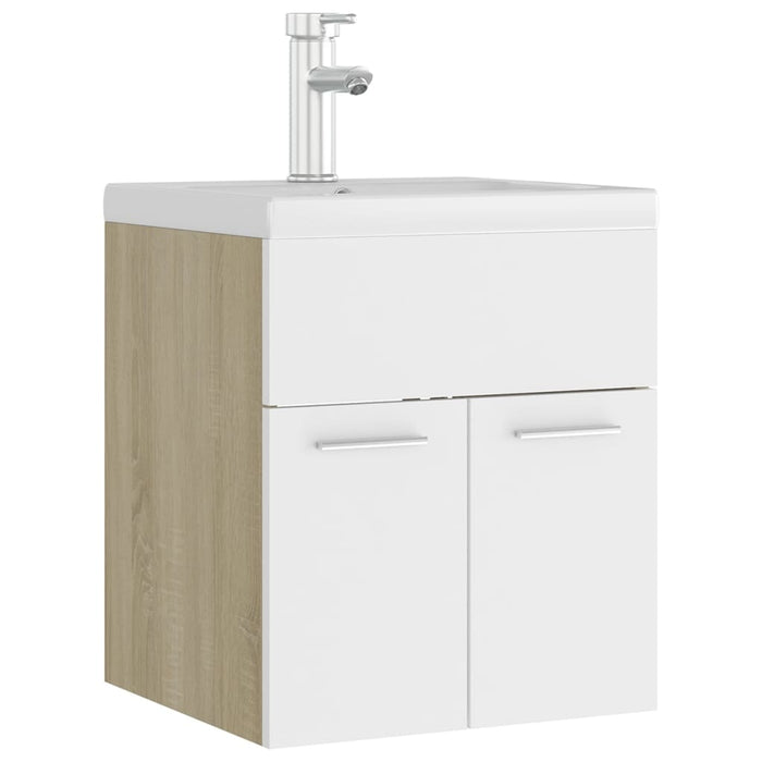 Mobile Lavabo Integrato Bianco Rovere Sonoma Legno Multistrato 3071266